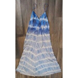 Vintage  Women’s Blue Tie-dye Maxi Halter dress. Size Small. B57